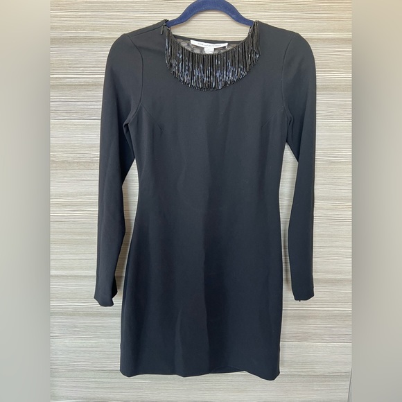 DVF Black Cocktail Dress | Embellished Neck & Back | 0 (NWT) - Picture 4 of 14